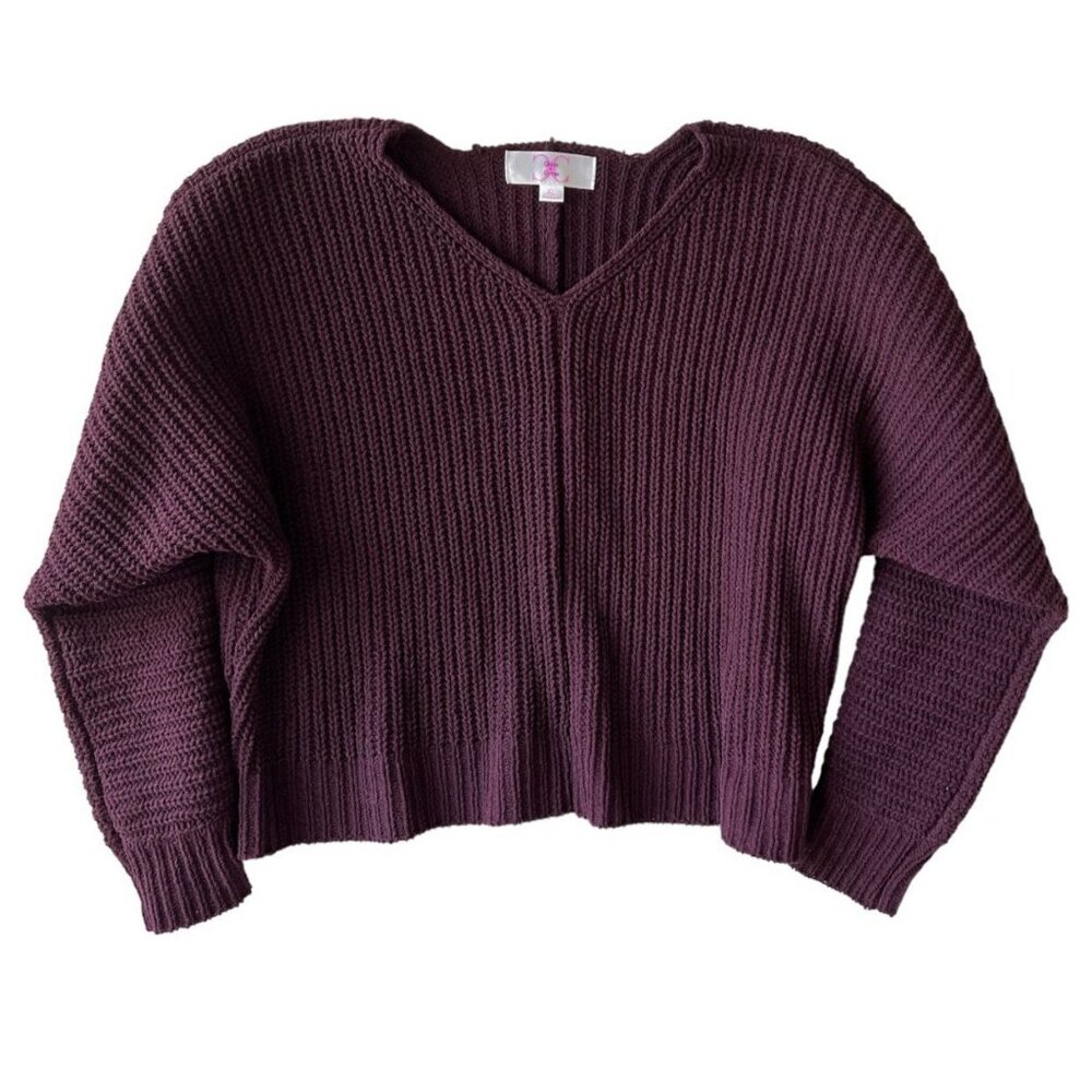 Maroon Knit Cropped Sweater Size XL (16/18) VGUC